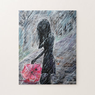 Gelassen Regen - Aquarellmalerei - Kunst Puzzle
