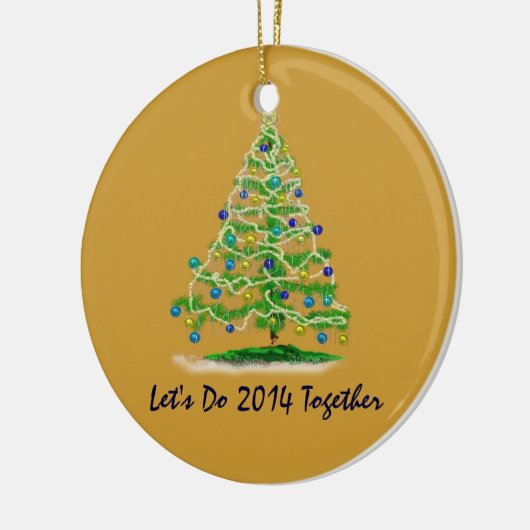 Gelassen uns 2014 Weihnachtsbaum zusammen tun Keramik Ornament (Links)