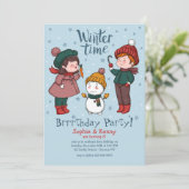 Gelassen uns eine Snowman-Einladung errichten Einladung (Stehend Vorderseite)