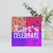 Gelassen uns feiern Sie alle Mehrfarben Party Einladung (Stehend Vorderseite)