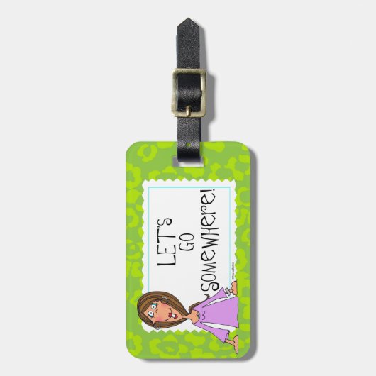 Gelassen uns gehen Sie irgendwo Gepäckanhänger (Vorderseite vertikal)