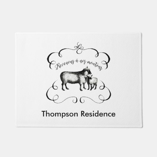 Gelassen uns gelangen Sie zurück an unsere Schafe Fußmatte (Vorderseite)