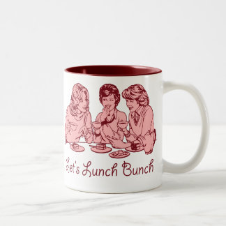 Gelassen uns zu Mittag essen Bündelfünfziger jahre Zweifarbige Tasse