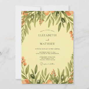 Gelassene mediterrane Hochzeit in Gelb Einladung