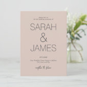 Gelassenheit | Blush Pink Simple Typografy Wedding Einladung (Stehend Vorderseite)