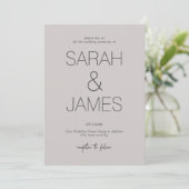 Gelassenheit | Dusty Linen Minimal Typografy Weddi Einladung (Stehend Vorderseite)