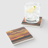 Gelassenheit Gebet Orange Sonnenuntergang Landscha Steinuntersetzer (Seitenansicht)