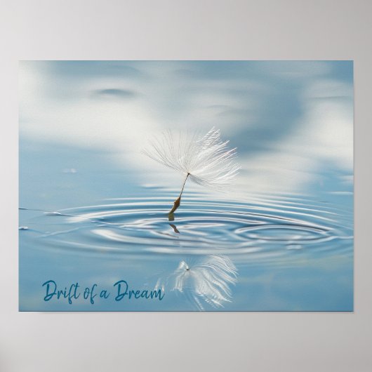 Gelassenheit in Bewegung: Floating Dandelion Seed Poster (Vorne)
