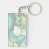 Gelassenheit in grünen Abstrakten Blütenformen Schlüsselanhänger (Rückseite)