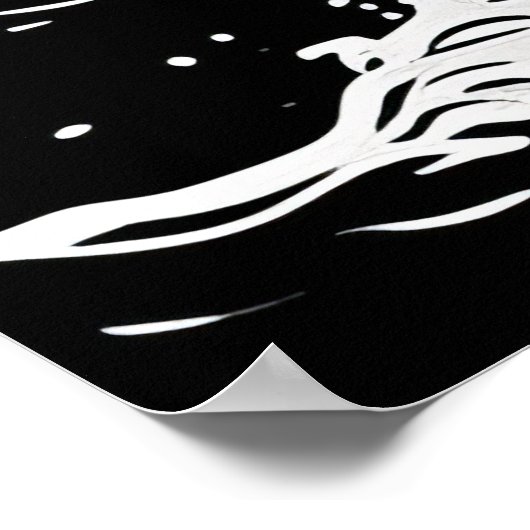 Gelassenheit in Monochrom: Ocean Waves Linocut Pos Poster (Ecke)