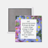 Gelassenheit mit rosa und blauen Blumen Magnet (Vorderseite/Rückseite)