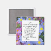 Gelassenheit mit rosa und blauen Blumen Magnet (Vorderseite/Rückseite)