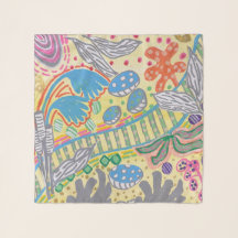 Gelb abstrakt botanischer Chiffonschals 