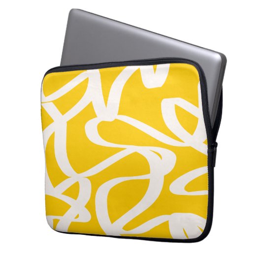 Gelb abstrakt laptopschutzhülle (Vorderseite Links)