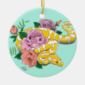 Gelb Albino Ball Python Keramik Ornament (Vorne)