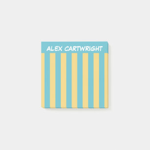 Gelb & Aqua Streifen mit Ihrem Namen Post-it Klebezettel