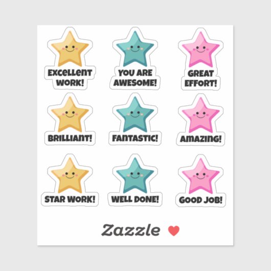 Gelb Aquamarin rosa guter Job! Sterns Aufkleber (Blatt)