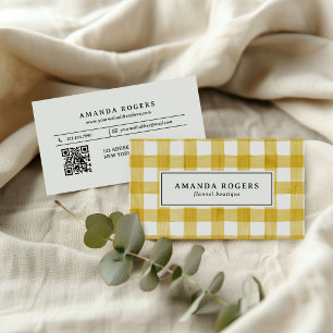Gelb Aquarell Büffel Karo QR CODE modern Visitenkarte