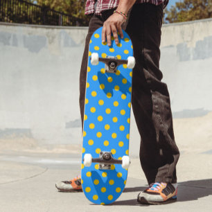 Gelb auf Blau Punkte Muster Design Skateboard