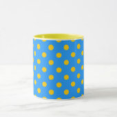 Gelb auf Blau Punkte Muster Design Tasse (Zentrum)