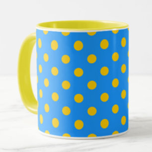 Gelb auf Blau Punkte Muster Design Tasse