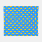 Gelb auf Blau Punkte Musterdesign Fleecedecke (Vorderseite (Horizontal))