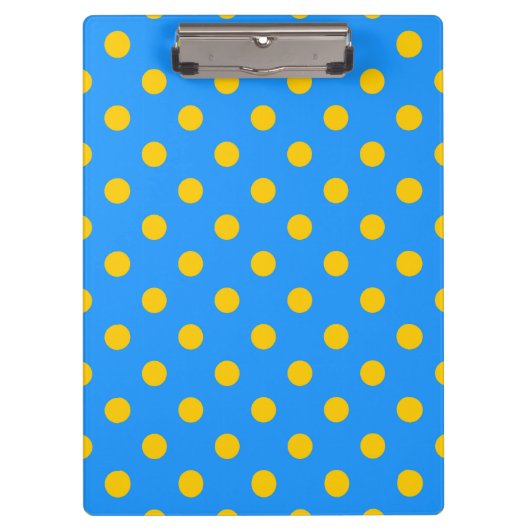 Gelb auf Blau Punkte Musterdesign Klemmbrett (Vorderseite)