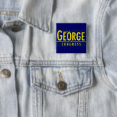 Gelb auf blauem George für Kongress-Quadrat-Knopf Button (Beispiel)