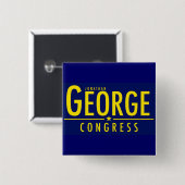 Gelb auf blauem George für Kongress-Quadrat-Knopf Button (Vorne & Hinten)