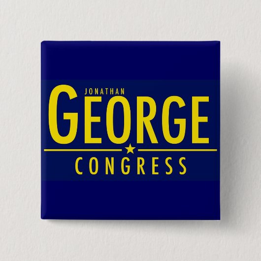 Gelb auf blauem George für Kongress-Quadrat-Knopf Button (Vorderseite)