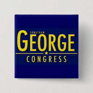 Gelb auf blauem George für Kongress-Quadrat-Knopf Button
