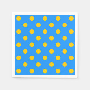 Gelb auf blauem Polka Dots Design Serviette