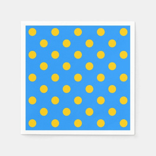 Gelb auf blauem Polka Dots Design Serviette (Vorderseite)