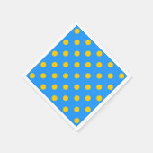 Gelb auf blauem Polka Dots Design Serviette (Ecke)