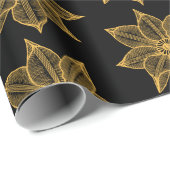 Gelb auf Blume mit schwarzer Hautfarbe Geschenkpapier (Rolleneckpunkt)