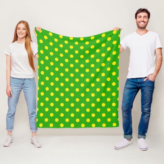 Gelb auf grünem Polka-Punkte-Musterdesign Fleecedecke