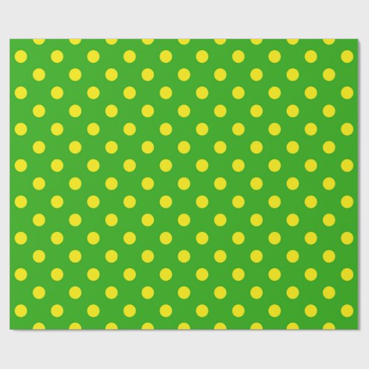 Gelb auf grünem Polka-Punkte-Musterdesign Geschenkpapier (Flach)