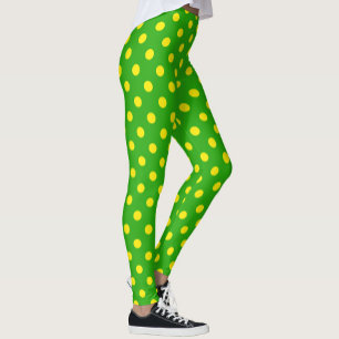 Gelb auf grünem Polka-Punkte-Musterdesign Leggings