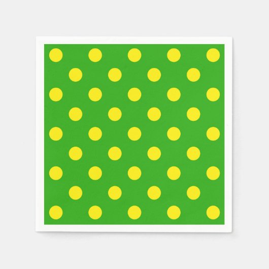 Gelb auf grünem Polka-Punkte-Musterdesign Serviette (Vorderseite)