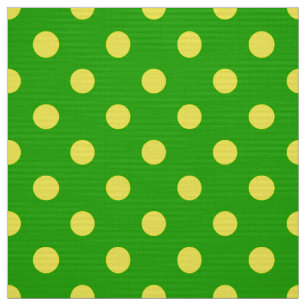Gelb auf grünem Polka-Punkte-Musterdesign Stoff
