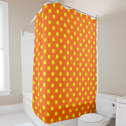 Gelb auf Orange Polka Dots Design Duschvorhang