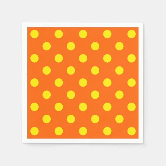 Gelb auf Orange Polka Dots Design Serviette (Vorderseite)