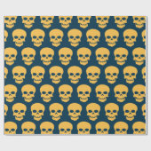 Gelb auf preußischen Blauen Skulls Geschenkpapier (Flach)