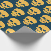 Gelb auf preußischen Blauen Skulls Geschenkpapier (Ecke)