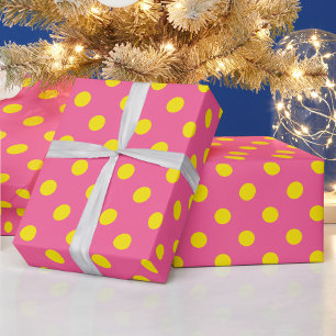 Gelb auf rosa Polka Dots Design Geschenkpapier