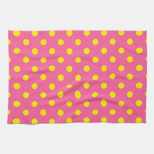 Gelb auf rosa Polka Dots Design Geschirrtuch
