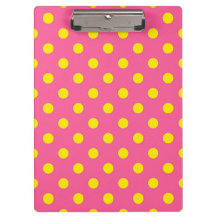 Gelb auf rosa Polka Dots Design Klemmbrett