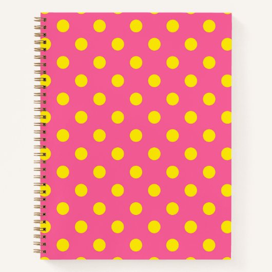 Gelb auf rosa Polka Dots Design Notizblock (Vorderseite)