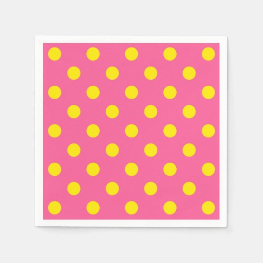 Gelb auf rosa Polka Dots Design Serviette (Vorderseite)