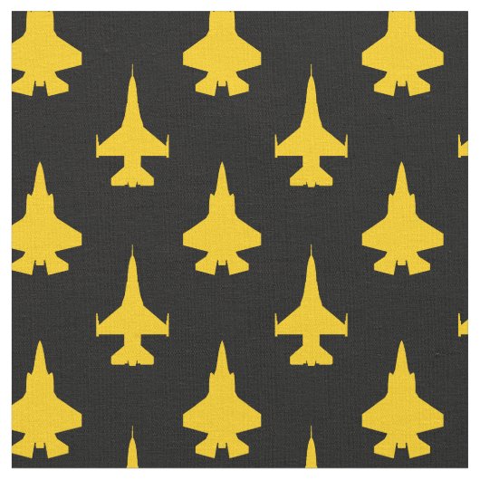 Gelb auf schwarzem F16- und F35-Muster Stoff (Nahaufnahme)